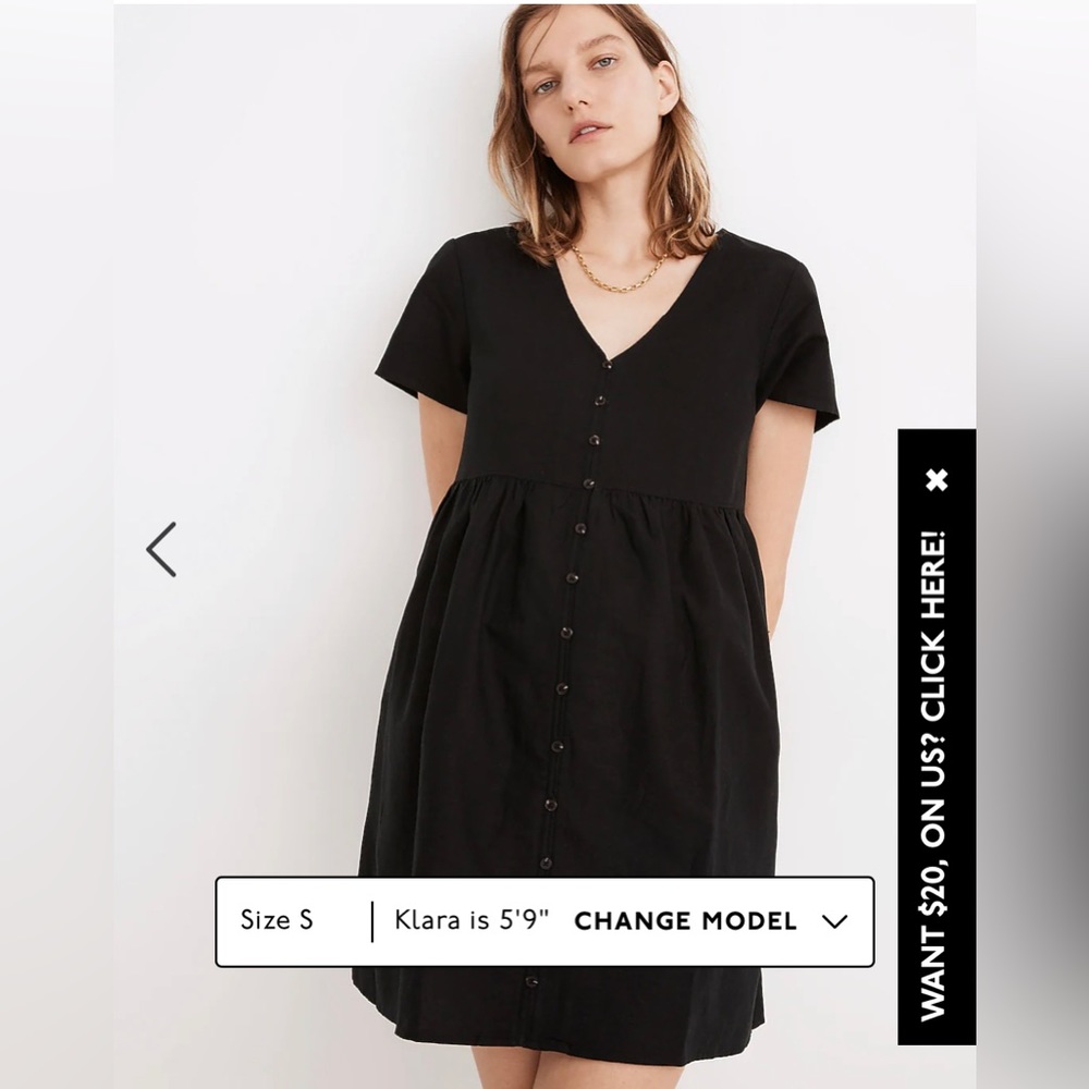 NWT Linen-Blend Alexandra Button-Front Mini Dress